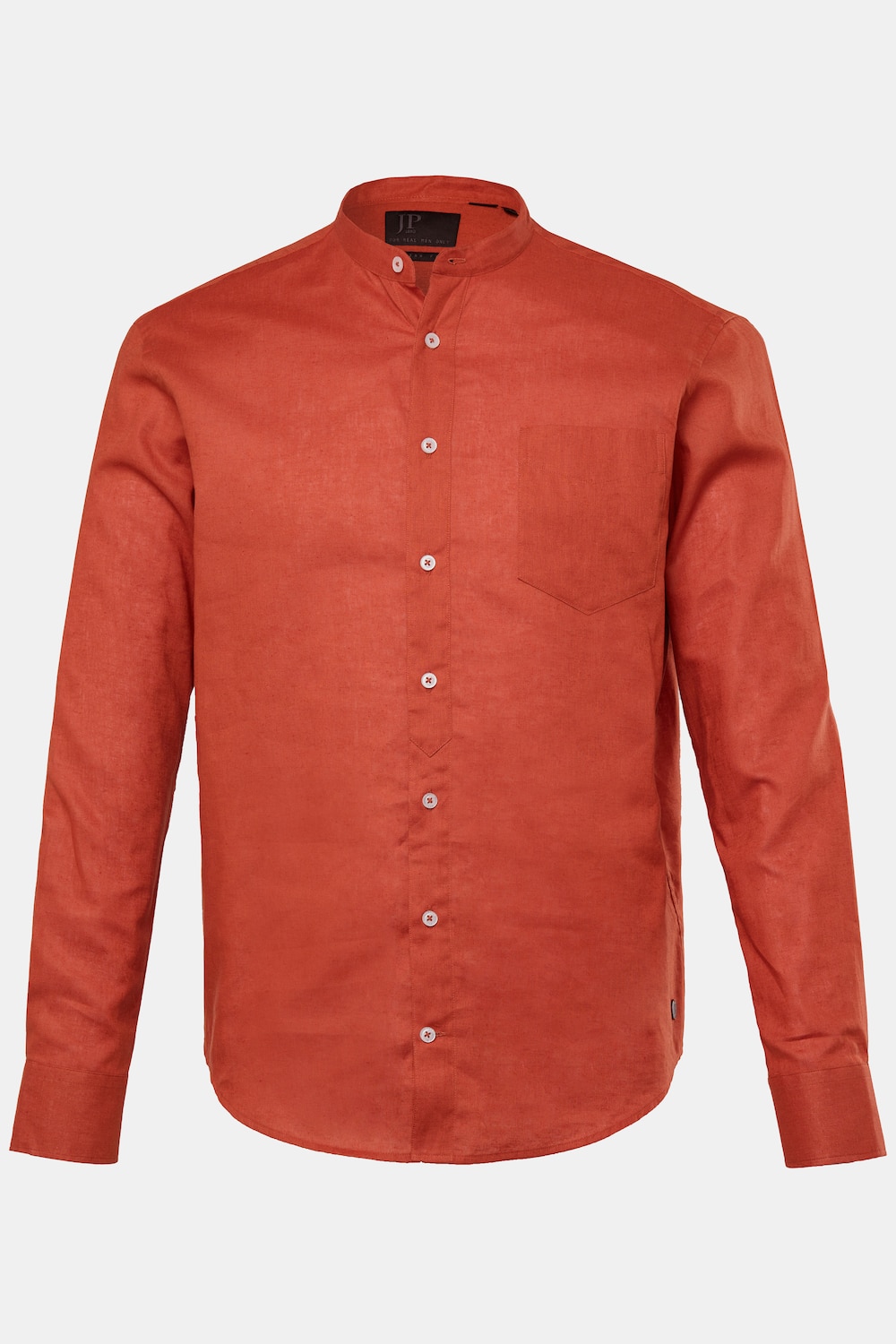 Hemd, Langarm, Leinenmix, Stehkragen, Modern Fit