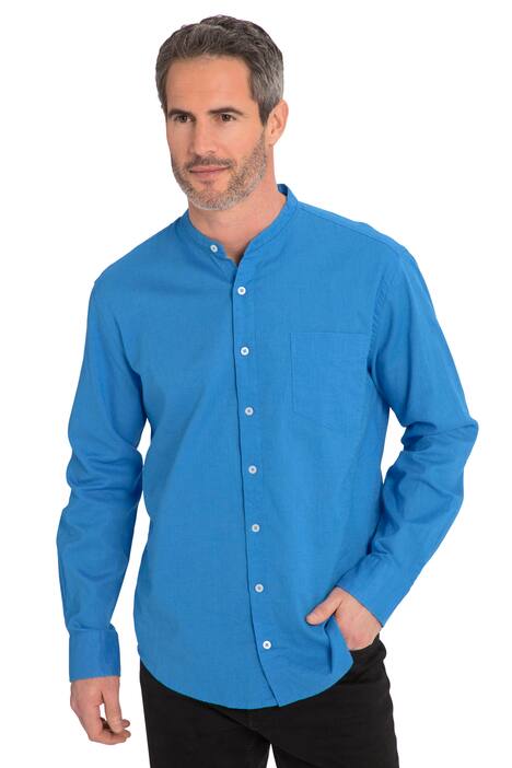 Lněná košile, dlouhé rukávy, stojatý límec, Modern střih