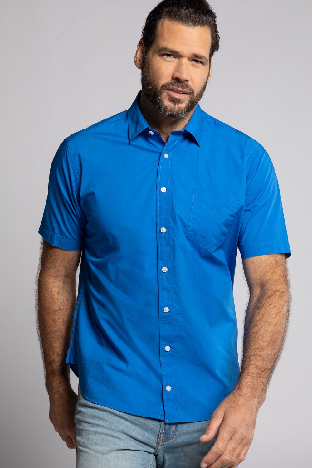 Grote Maten overhemd, Heren, blauw, Maat: L, Katoen, JP1880