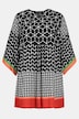 Border Print Handkerchief Sleeve Tunic Blouse