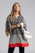 Border Print Handkerchief Sleeve Tunic Blouse