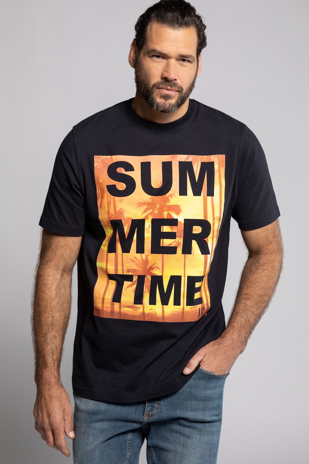 Grote Maten T-shirt, Heren, blauw, Maat: 7XL, Katoen/Polyester, JP1880 Grote Maten T-shirt, Heren, blauw, Maat: 7XL, Katoen/Polyester, JP1880