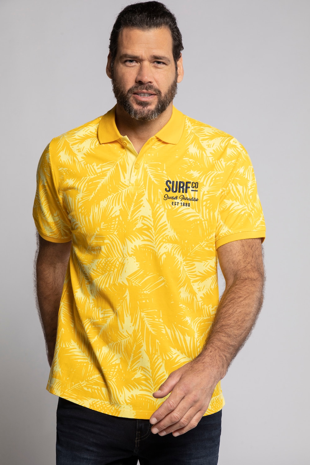 Plus Size Slub Jersey Polo Shirt, Man, yellow, size: XL, cotton, JP1880