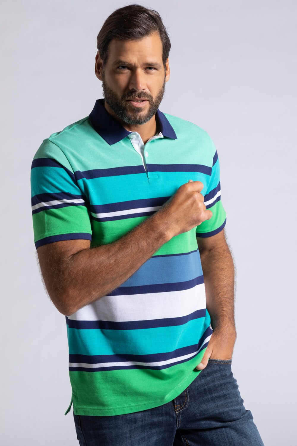 Plus Size Piqué Polo Shirt, Man, green, size: 3XL, cotton, JP1880