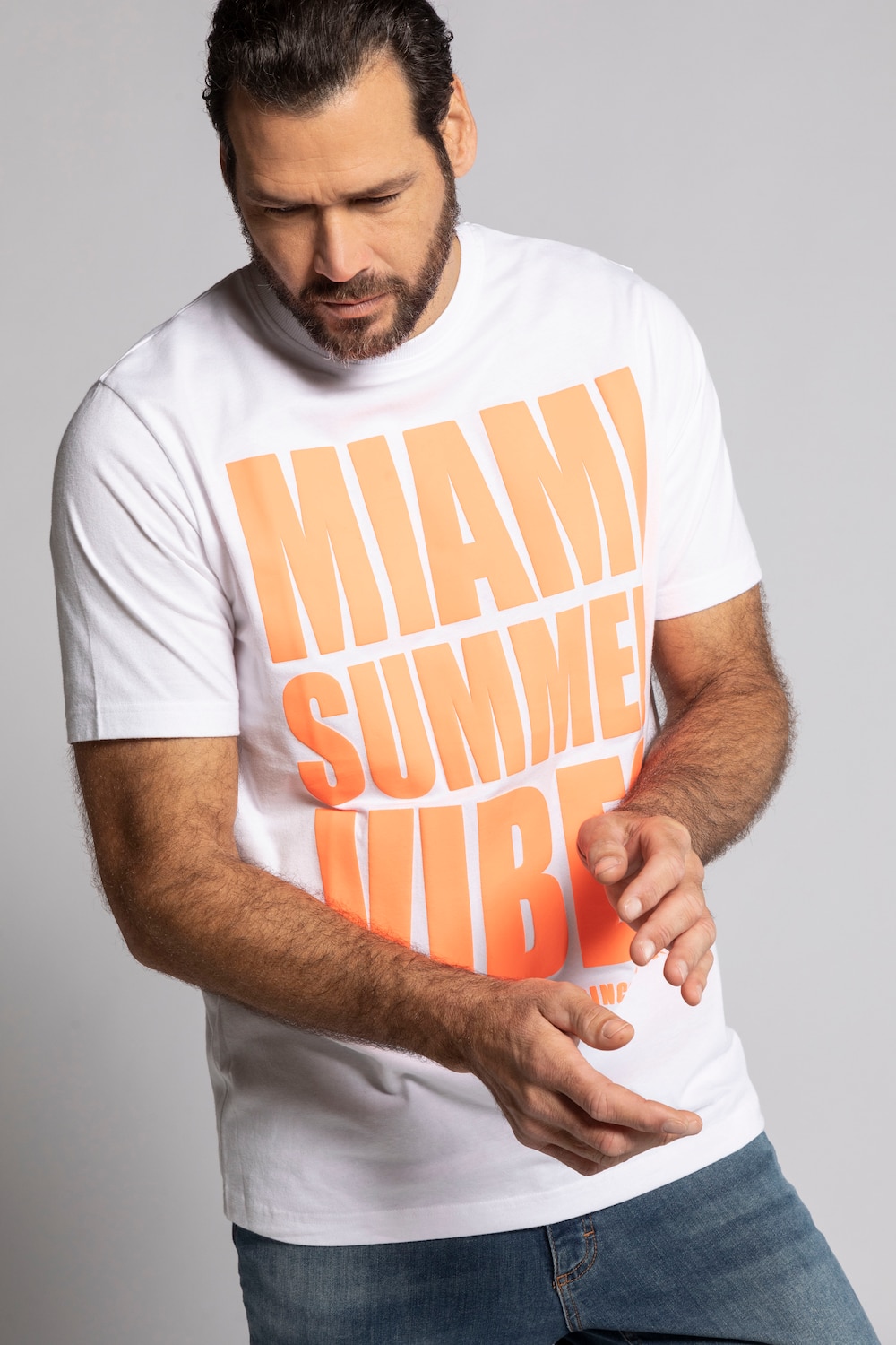 Grote Maten T-shirt, Heren, wit, Maat: 4XL, Katoen, JP1880 Grote Maten T-shirt, Heren, wit, Maat: 4XL, Katoen, JP1880