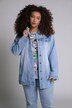 Veste en jean, coupe longue, col chemise, manches longues