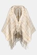 Poncho, Karomuster, Kapuze, Fransensaum, Kuschelstrick
