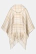 Poncho, Karomuster, Kapuze, Fransensaum, Kuschelstrick