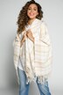 Poncho, Karomuster, Kapuze, Fransensaum, Kuschelstrick
