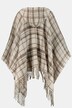 Poncho, motif à carreaux, capuche, ourlet effiloché, tricot douillet