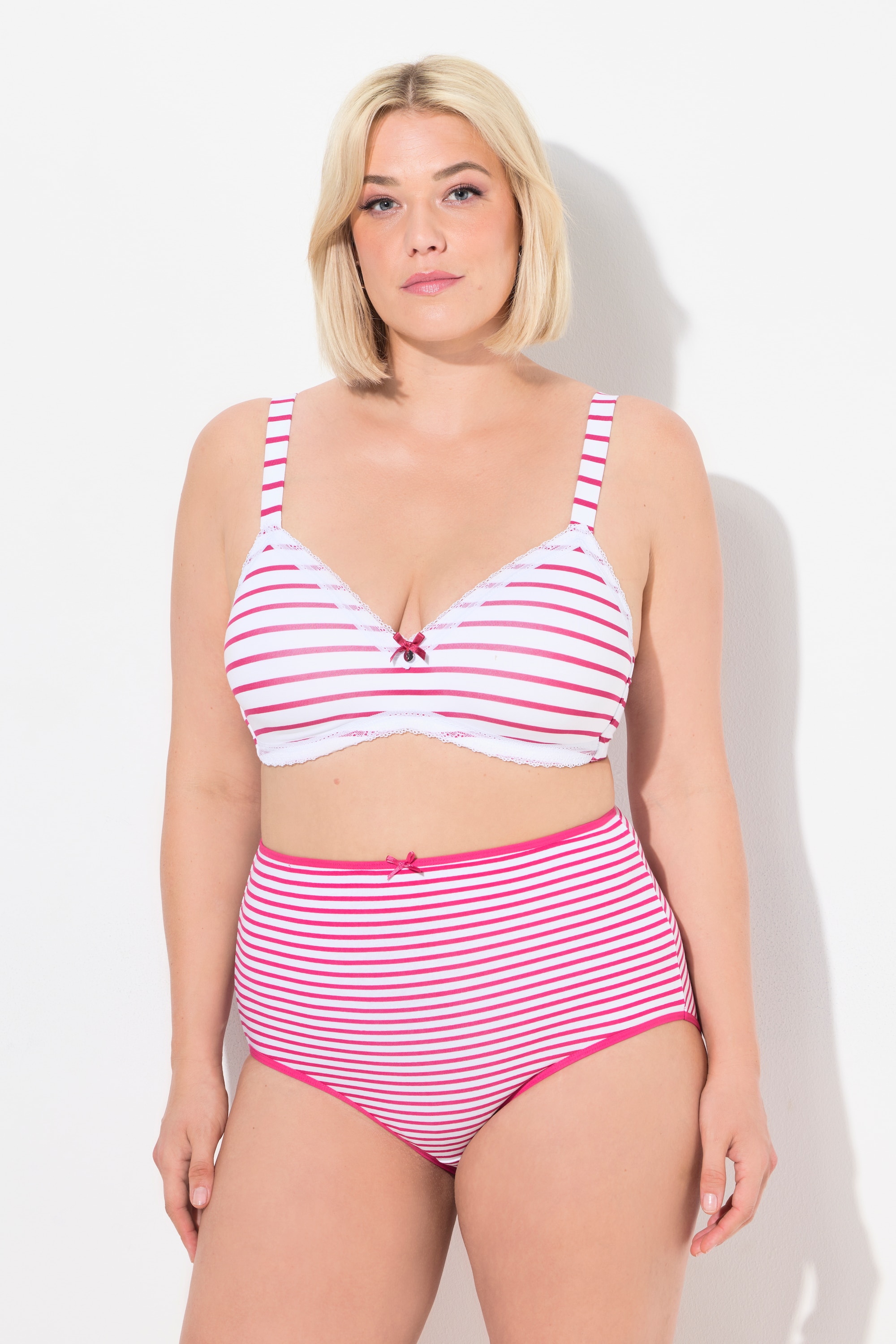 Ulla Popken Damen große Größen BH bügellos Softschalen Streifen Cup A D 790703
