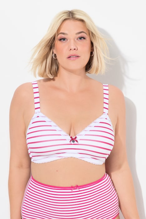 Lace Trim Stripe Seamless Wirefree Bra