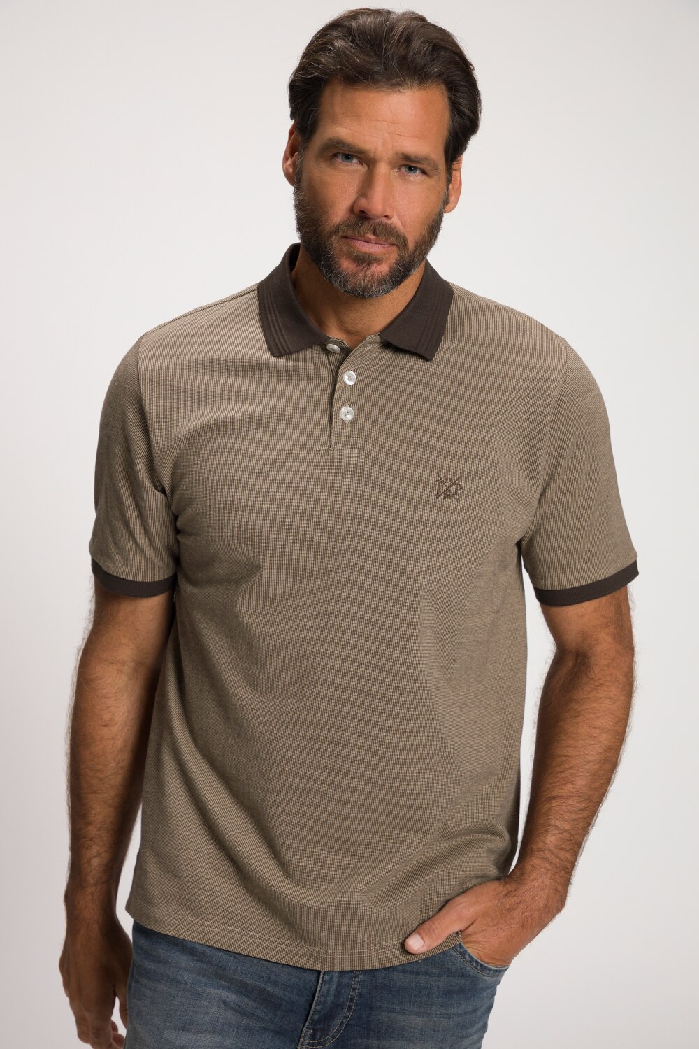 Plus Size Short Sleeve Polo Shirt, Man, beige, size: 3XL, cotton, JP1880