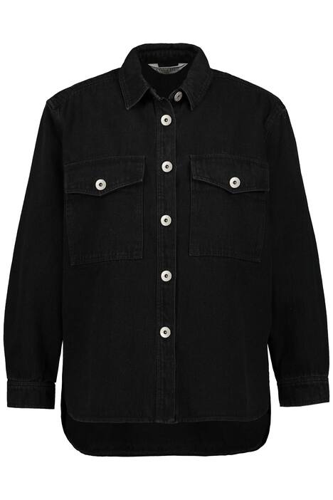 Džínová košile, oversize, dlouhé rukávy, náprsní kapsy