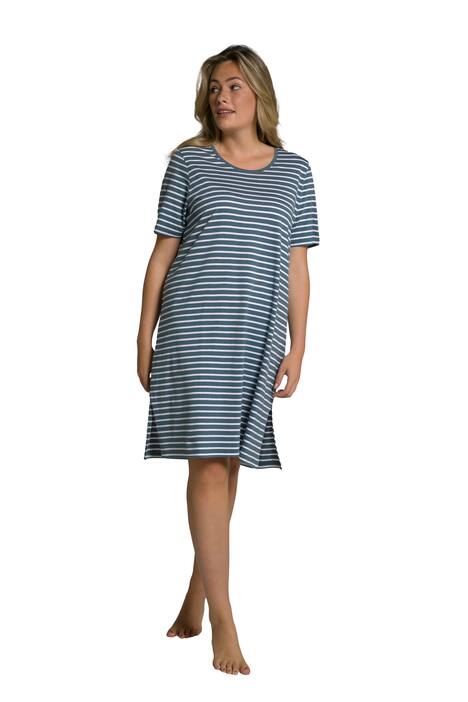 Noční košile, pruhovaný žerzej, krátké rukávy, biobavlna