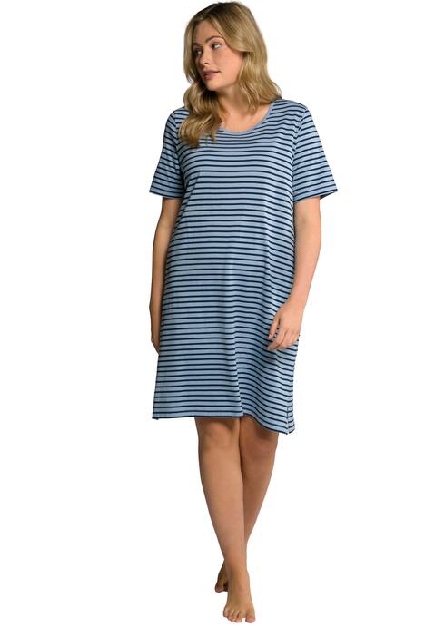 Noční košile, pruhovaný žerzej, krátké rukávy, biobavlna