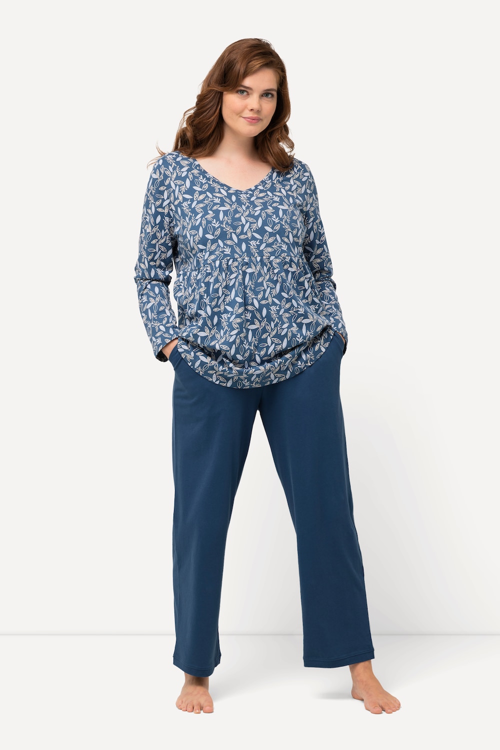 grandes tailles pantalon de pyjama, femmes, bleu, taille: 52/54, coton, ulla popken