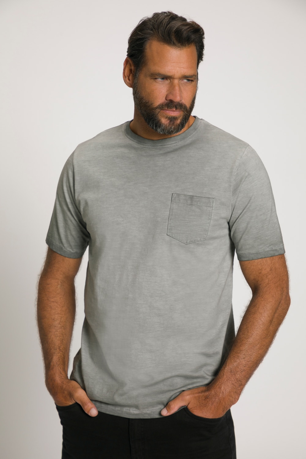 Grote Maten T-shirt, Heren, grijs, Maat: XXL, Katoen, JP1880