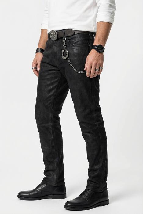 Lederhose, Regular Fit, 5-Pocket, Büffelleder