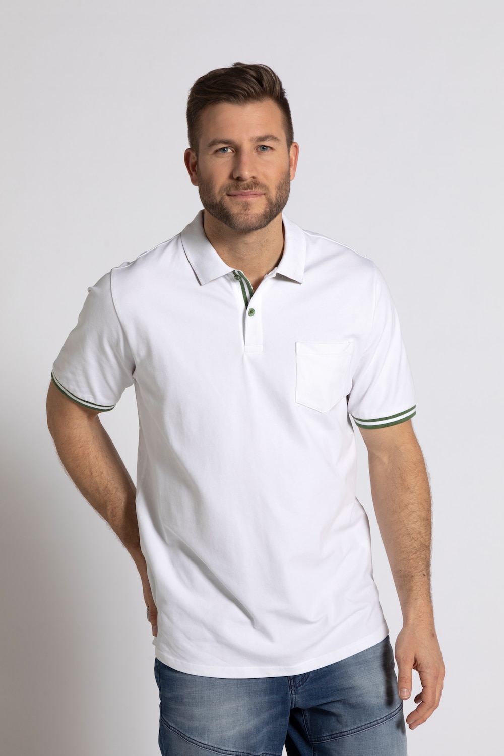 Grote Maten poloshirt FLEXNAMIC®, Heren, wit, Maat: 7XL, Katoen, JP1880 Grote Maten poloshirt FLEXNAMIC®, Heren, wit, Maat: 7XL, Katoen, JP1880