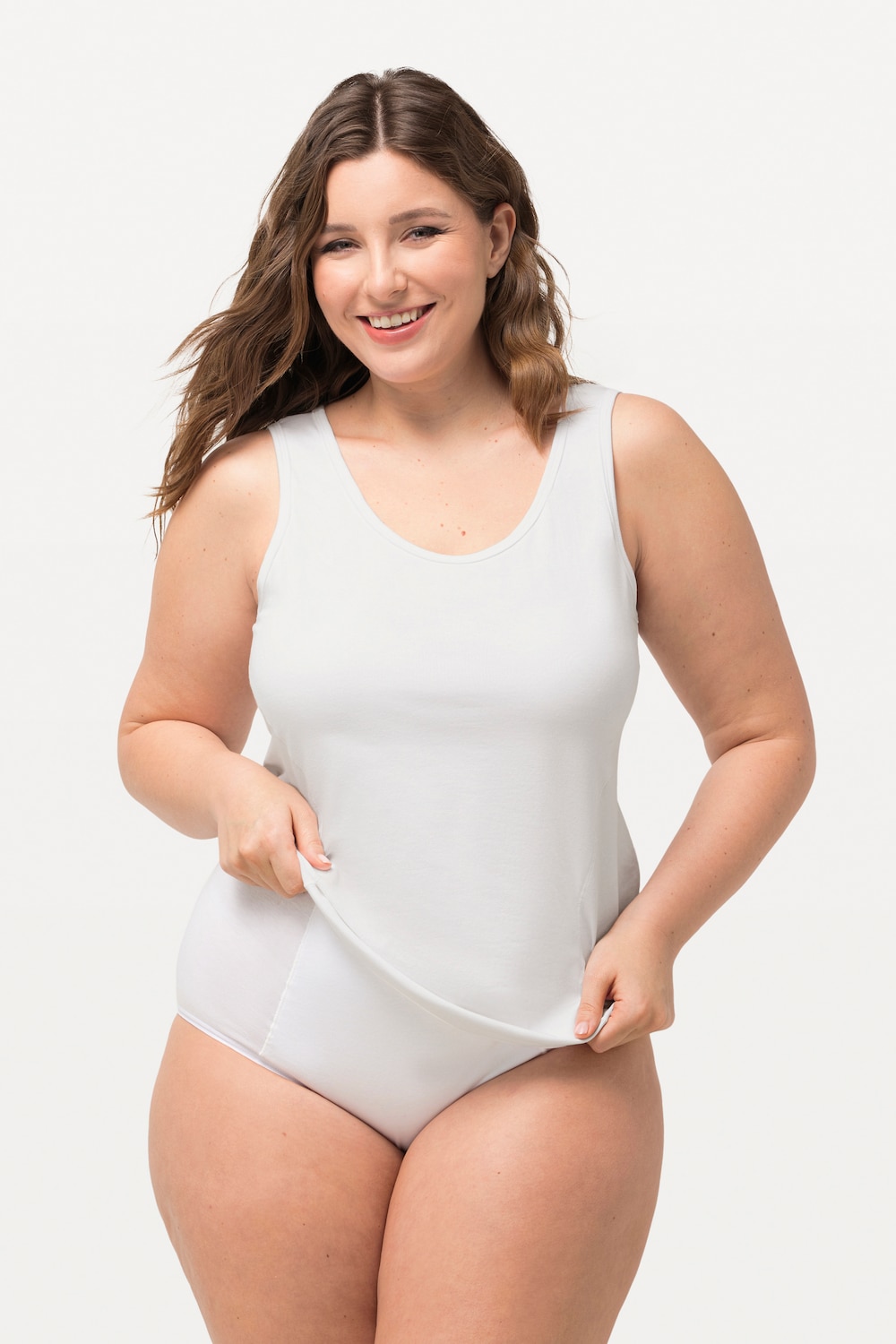 Grote Maten Bodyforming-onderhemd, Dames, wit, Maat: 50/52, Katoen, Ulla Popken