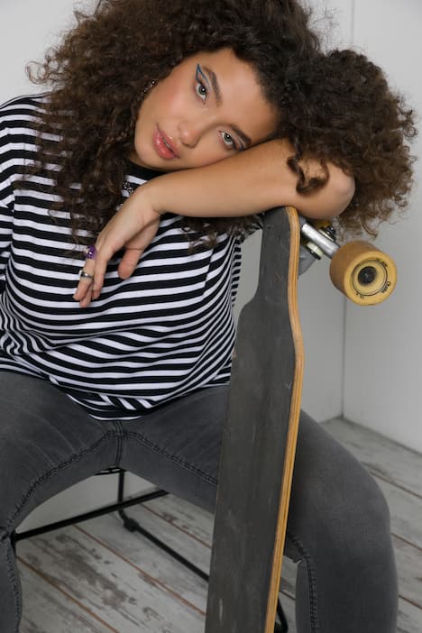 Ringel Longshirt, Rundhalsausschnitt, Halbarm