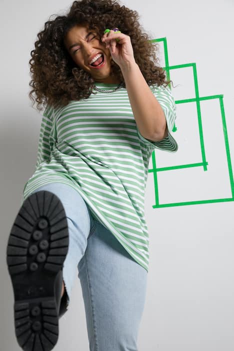 Ringel Longshirt, Rundhalsausschnitt, Halbarm