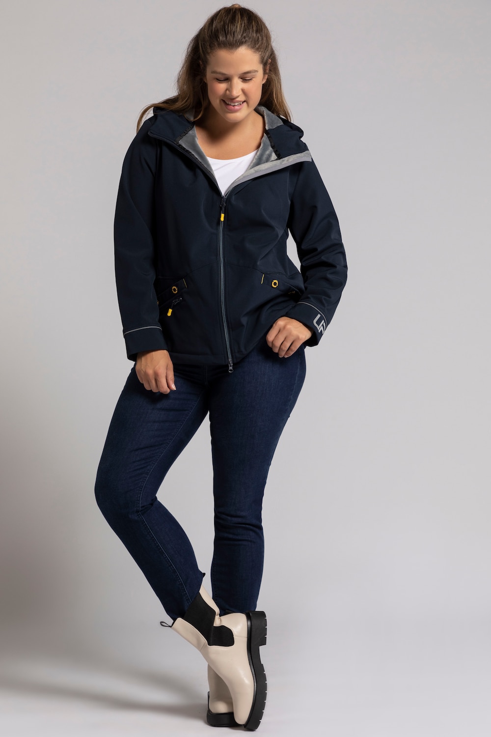 Grote Maten softshell jack, Dames, blauw, Maat: 42/44, Polyester, Ulla Popken