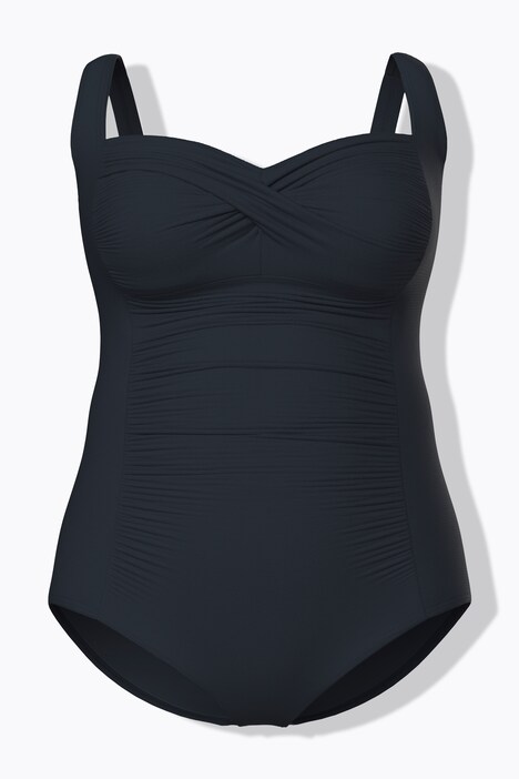 Maillot De Bain Une Pièce Ulla Popken - Drapé, Structure Fine, Avec Softcups, Noir