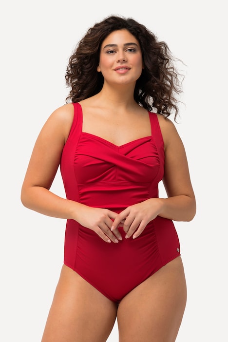 Draped Front Sweetheart Neck Front Lined Swimsuit