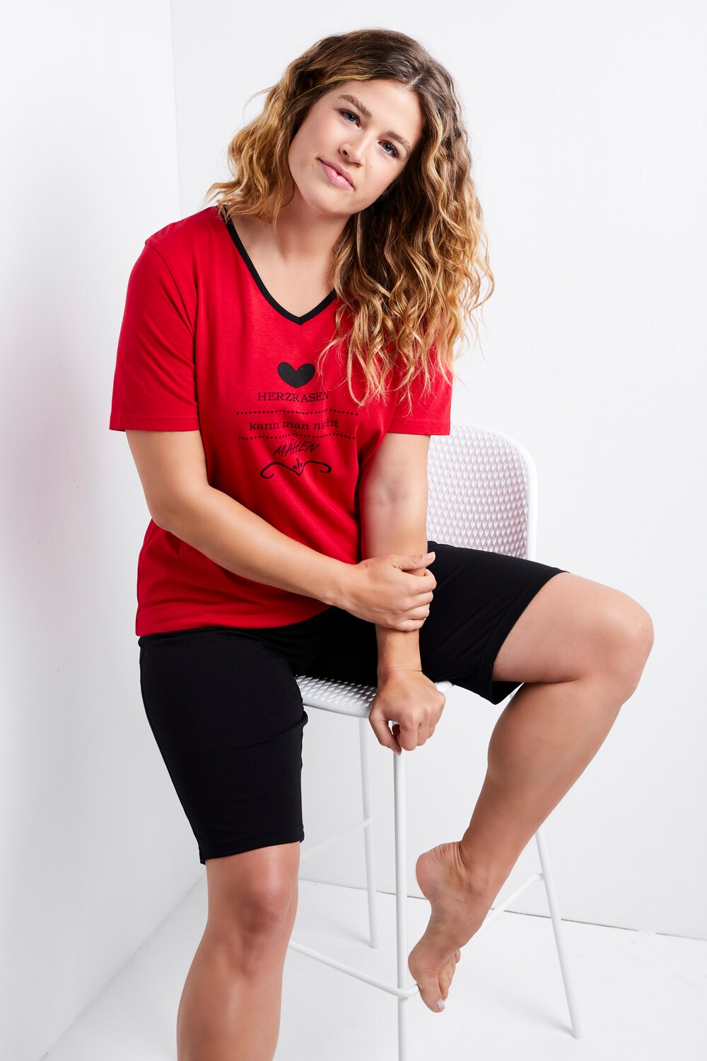 Grote Maten Pyjama, Dames, rood, Maat: 54/56, Katoen, Ulla Popken Grote Maten Pyjama, Dames, rood, Maat: 54/56, Katoen, Ulla Popken