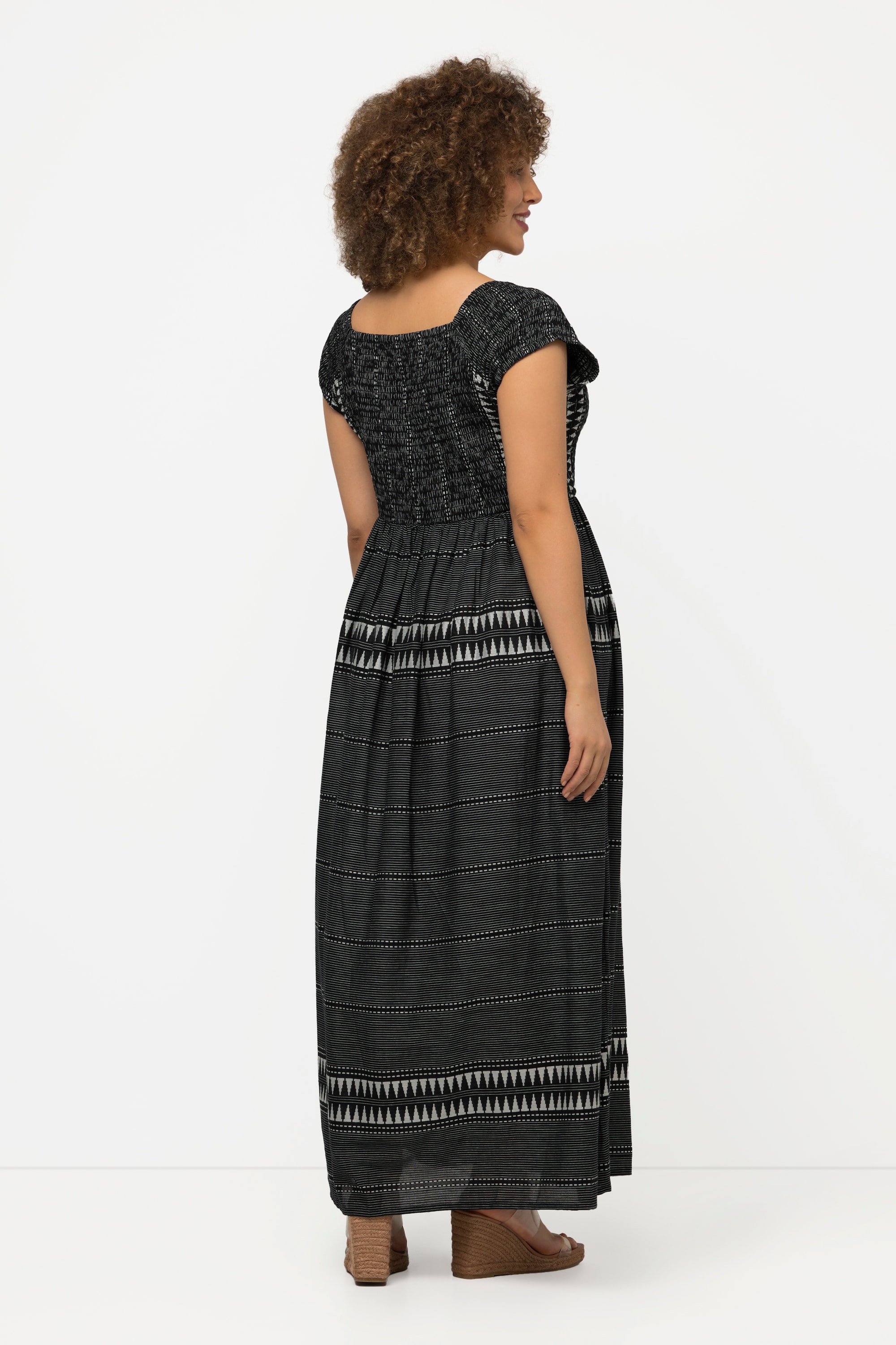 Ulla Popken Damen große Größen Smok Maxikleid Streifen A Linie