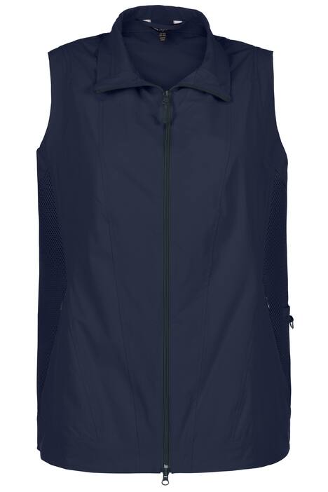 Vesta, stojatý límec, dvoucestný zip, síťované vsadky