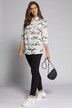 Script Print Button Front Semi-Sheer Blouse