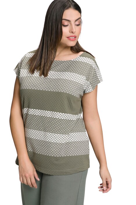 Tričko, žakárové pruhy, oversize, kulatý výstřih