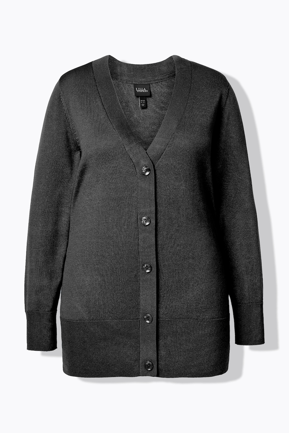 Stora storlekar Stickad kofta, Dam, svart, storlek: 54/56, Viskos/Polyester, Ulla Popken