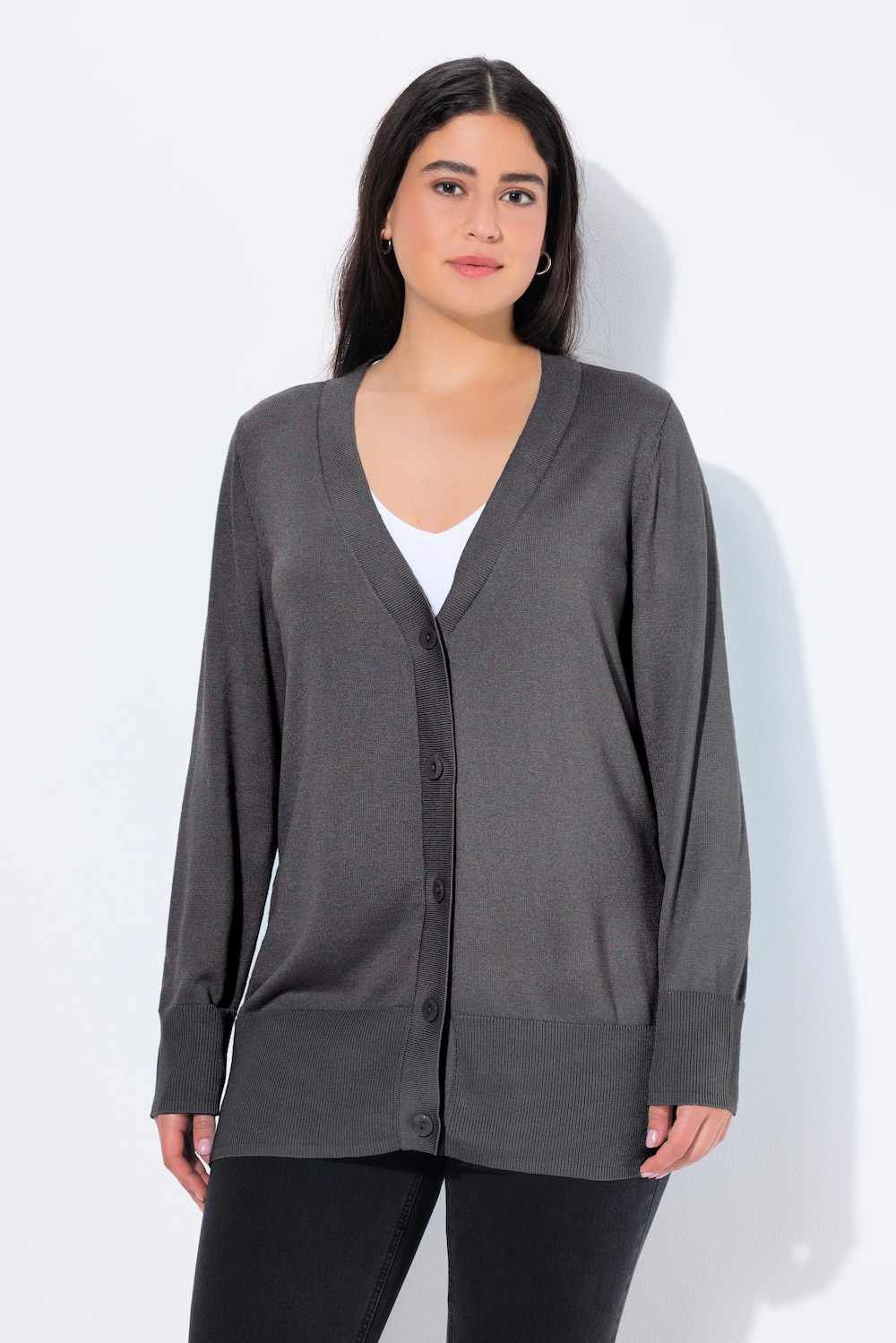 Große Größen Strickjacke, Damen, schwarz, Größe: 54/56, Viskose/Polyester, Ulla Popken