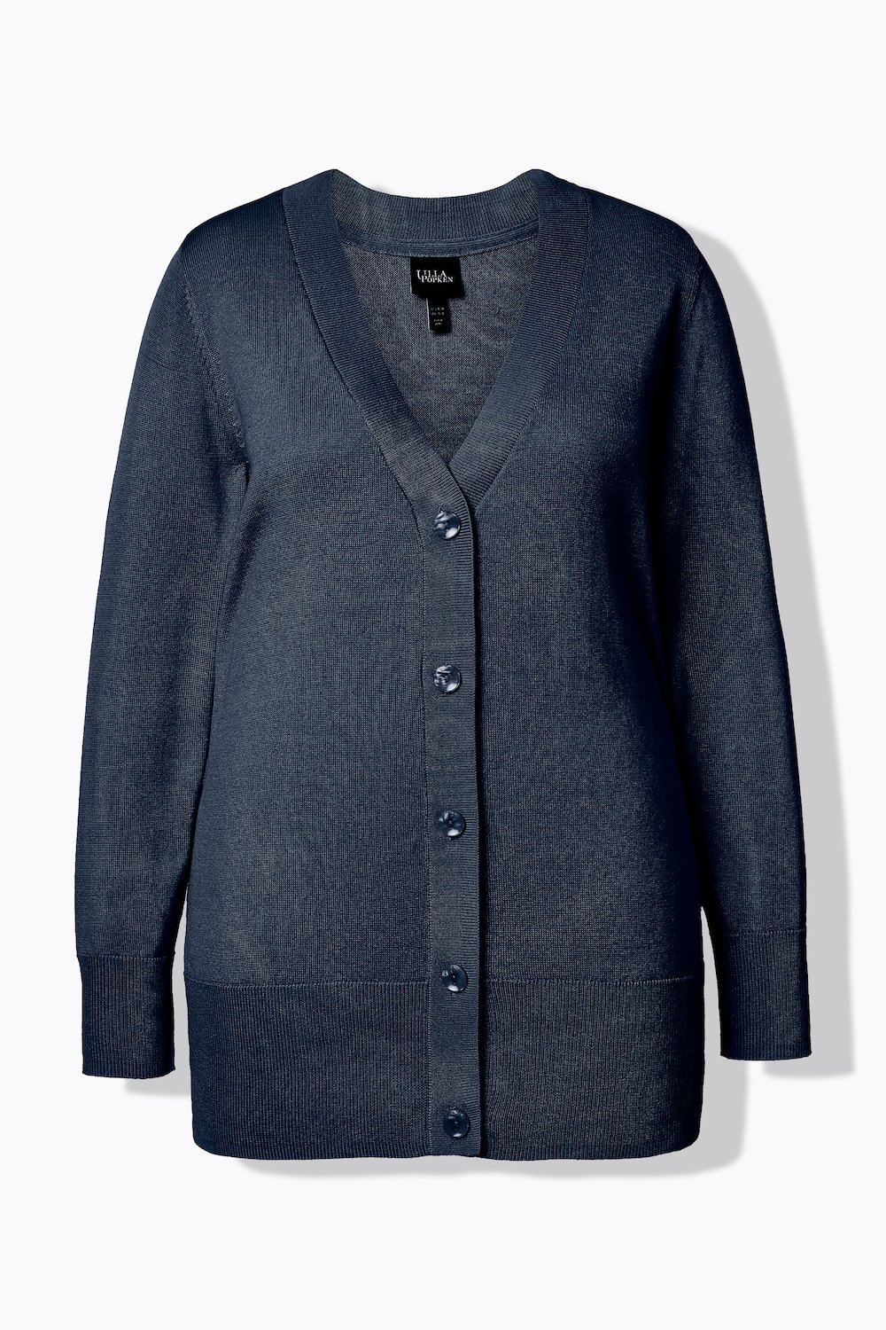 Stora storlekar Stickad kofta, Dam, blå, storlek: 46/48, Viskos/Polyester, Ulla Popken