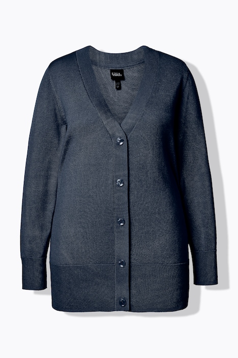 Ulla Popken Cardigan Boxy In Maglia Fine – Scollo A V, Bottoni, Morbido Ed Elastico – Taglie Comode