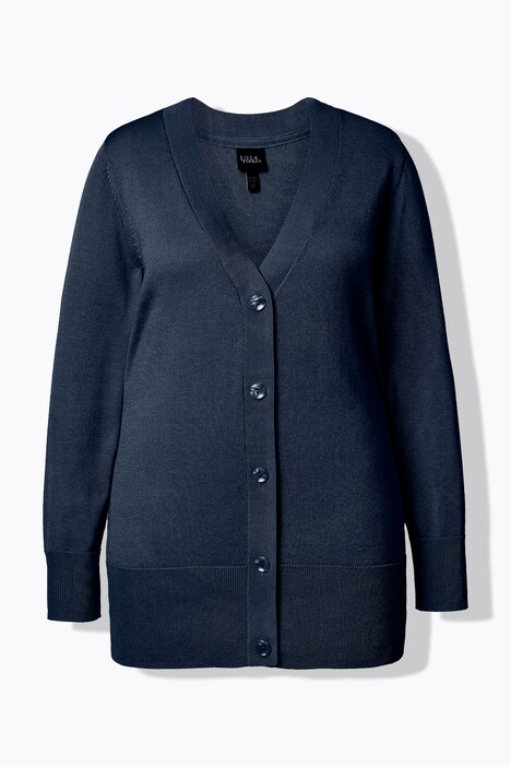 Ulla Popken Cardigan Boxy In Maglia Fine – Scollo A V, Bottoni, Morbido Ed Elastico – Taglie Comode