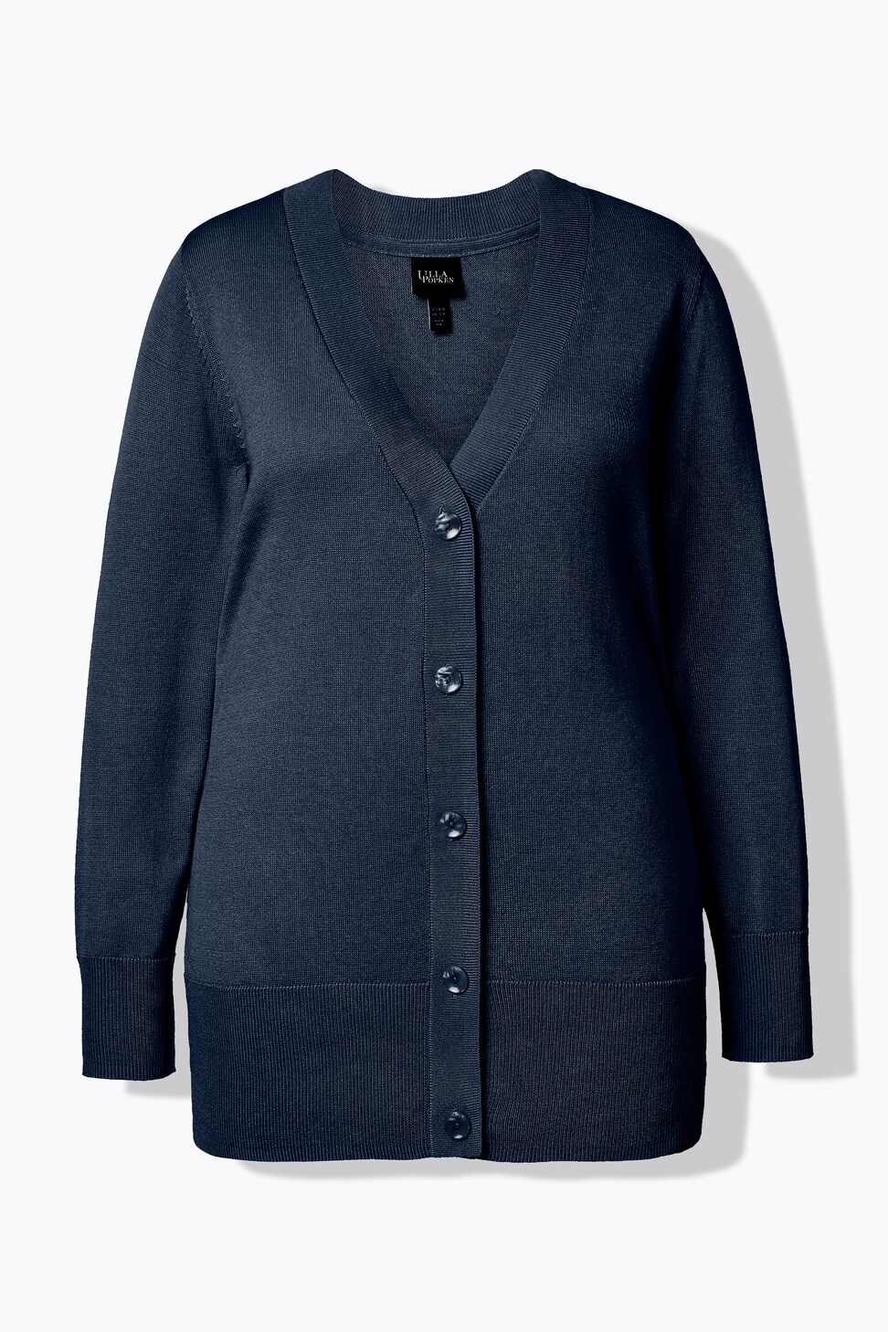 Ulla Popken Cardigan Boxy In Maglia Fine – Scollo A V, Bottoni, Morbido Ed Elastico – Taglie Comode