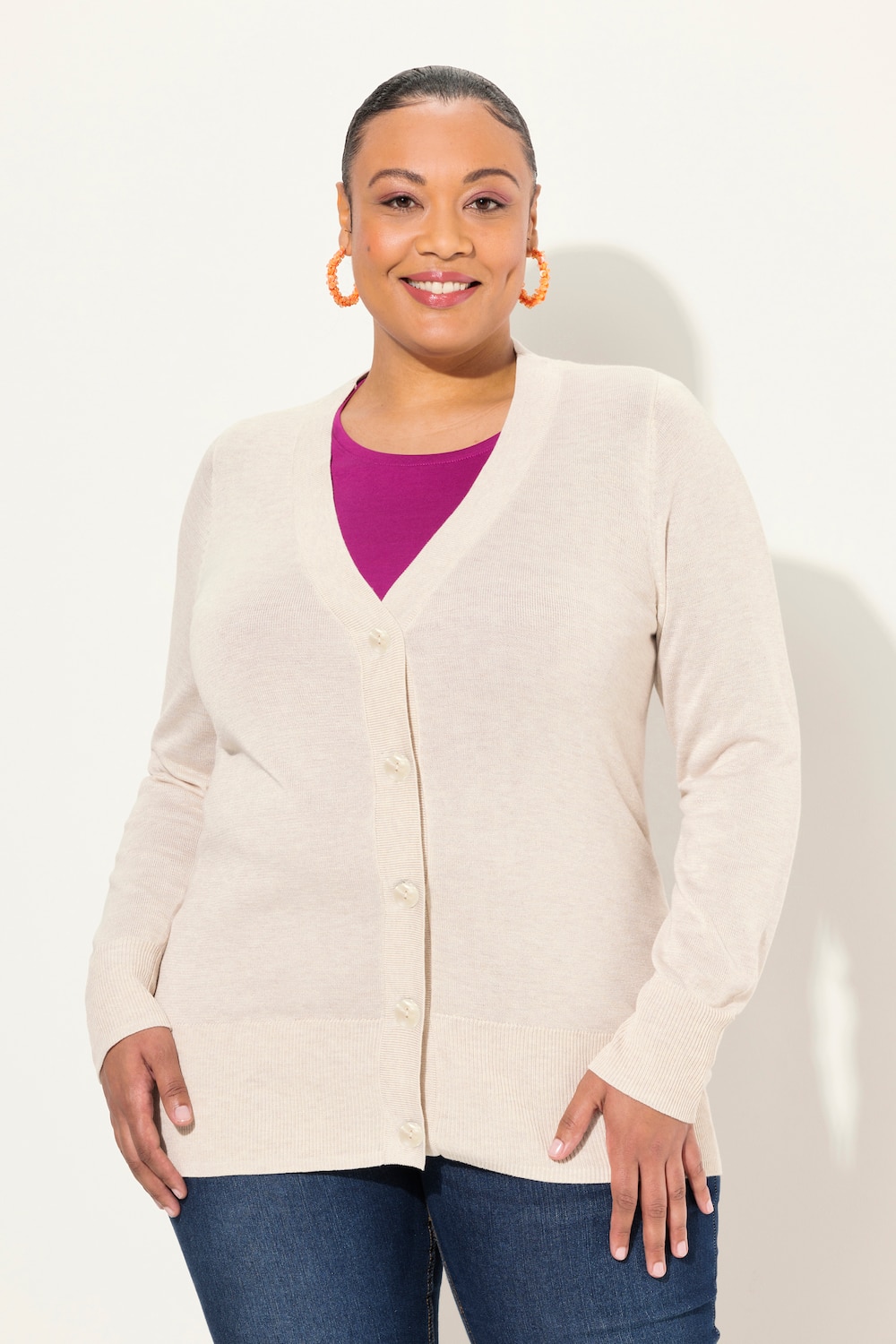 Große Größen Strickjacke, Damen, gelb, Größe: 62/64, Viskose/Polyester, Ulla Popken