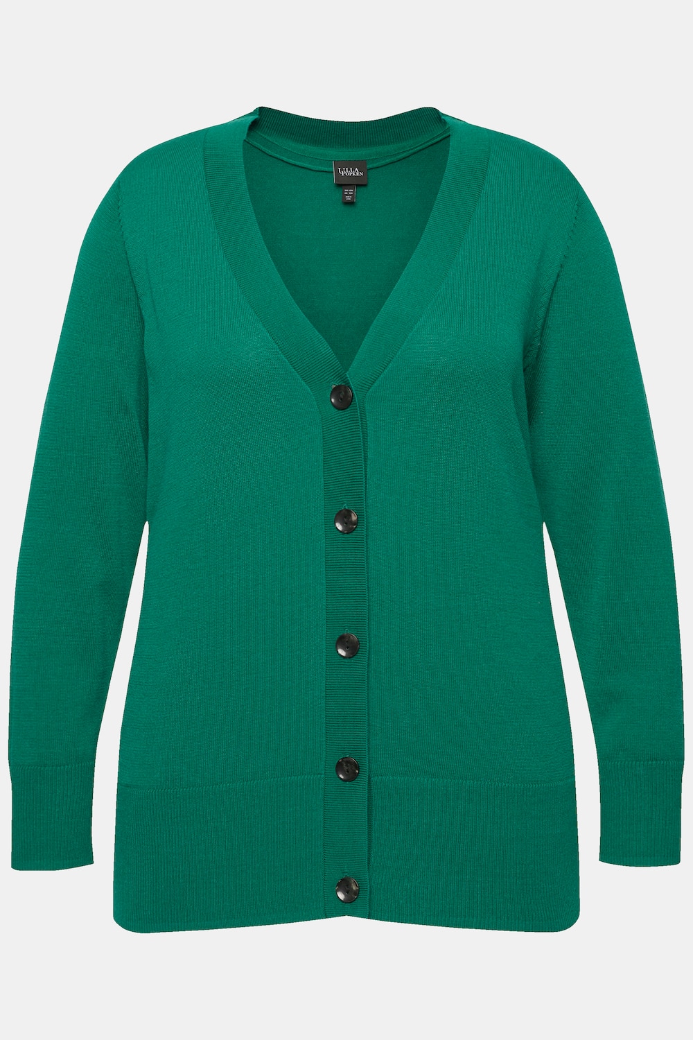 Stora storlekar Stickad kofta, Dam, grön, storlek: 62/64, Viskos/Polyester, Ulla Popken