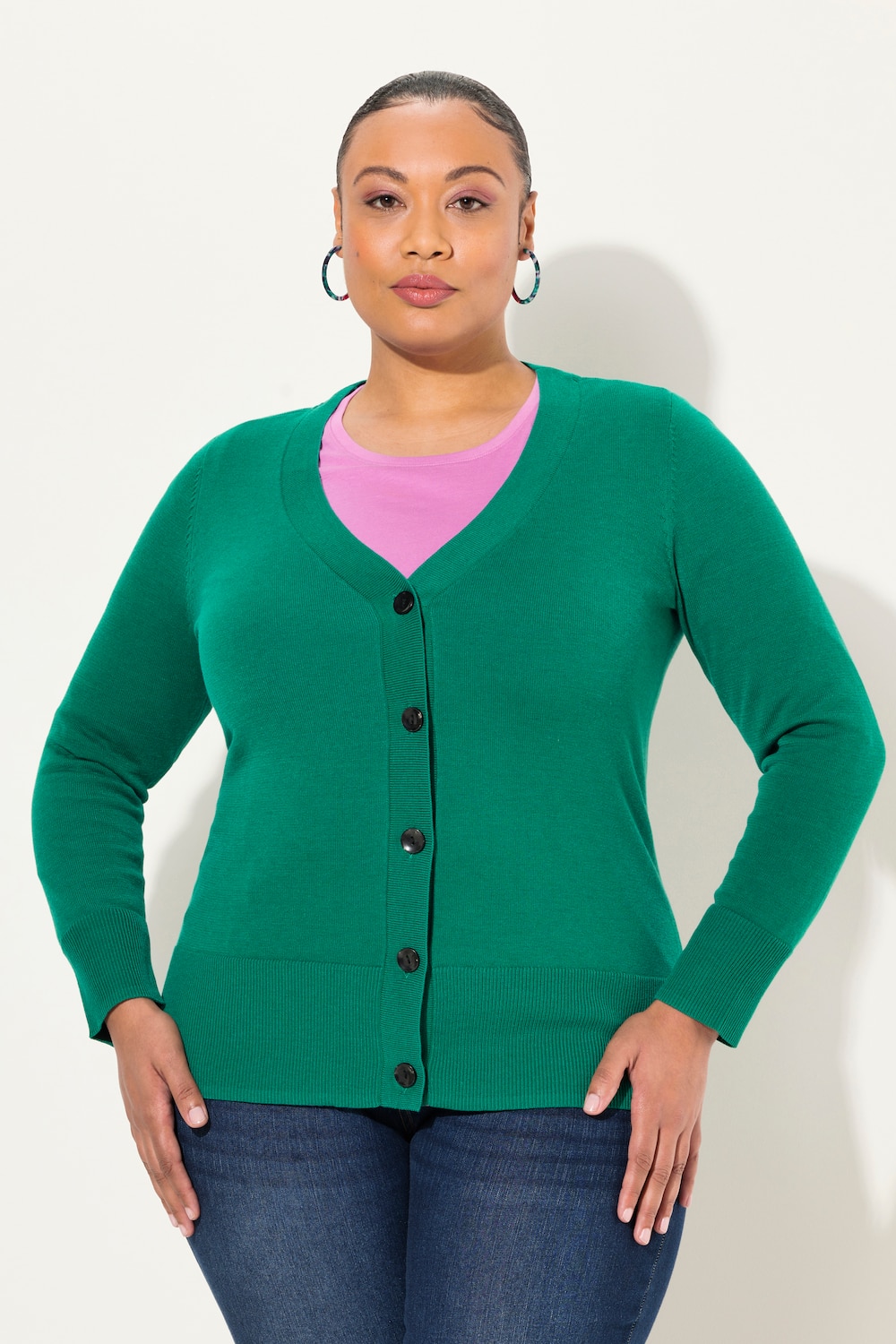 Große Größen Strickjacke, Damen, grün, Größe: 62/64, Viskose/Polyester, Ulla Popken