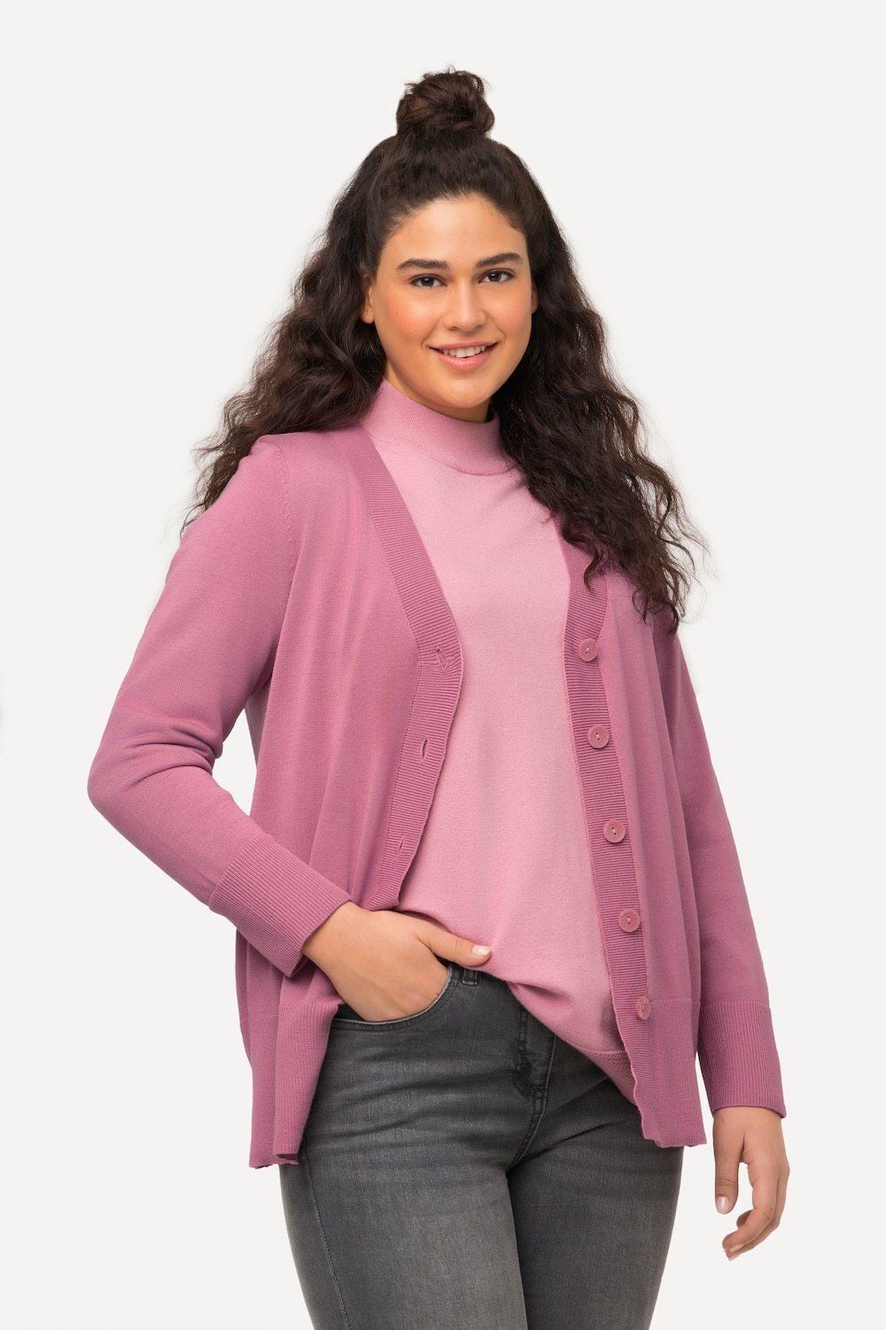 Grote Maten vest, Dames, roze, Maat: 54/56, Viscose/Polyester, Ulla Popken