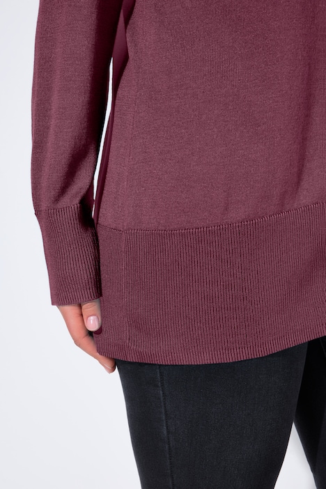 Strikkejakke, V-hals, knappestolpe, finstrikk