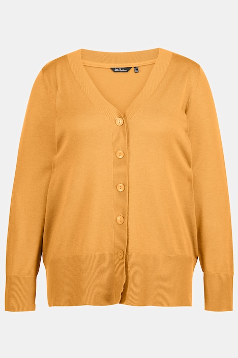 Classic Button Cardigan Sweater honey yellow Ulla Popken