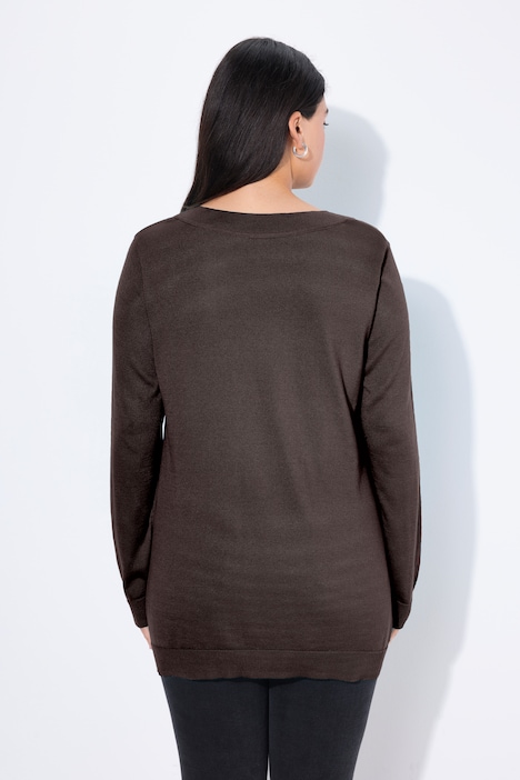 Pullover, V-Ausschnitt, Langarm, weicher Feinstrick