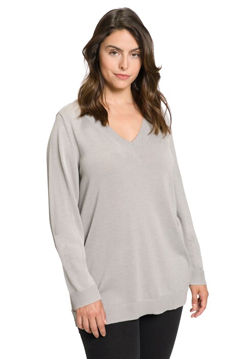 Svetr, výstřih do V, dlouhé rukávy, měkký jemný úplet