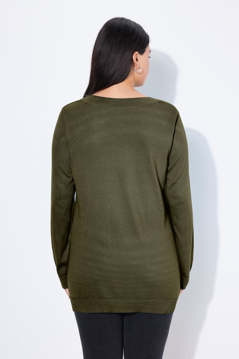 Pullover, V-Ausschnitt, Langarm, weicher Feinstrick
